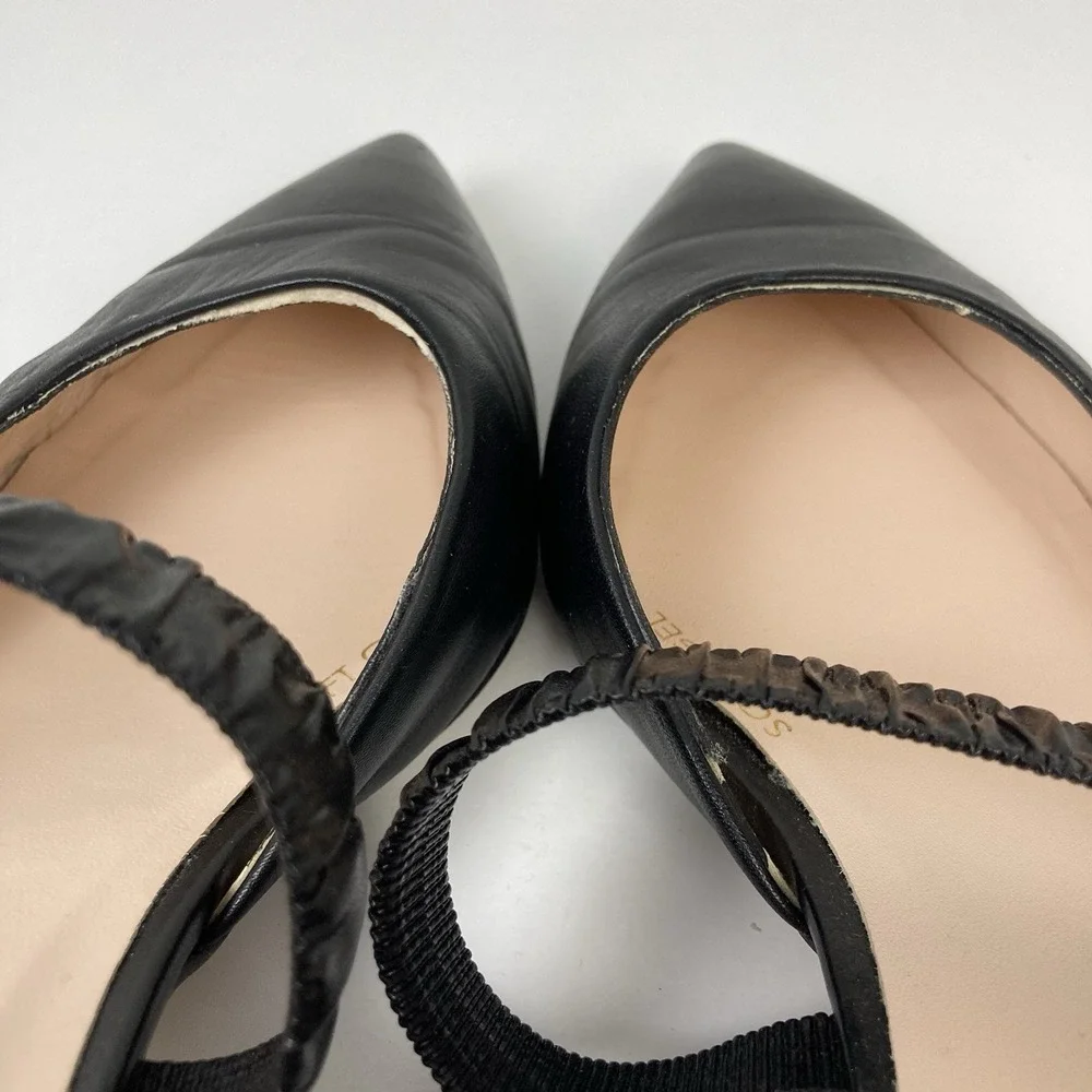 Renatta Jop Spain‎ Black Leather D'Orsay Pumps Pointed Toe Low Block Heel EU 42